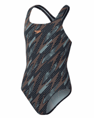 Speedo Hyperboom Badedragt Sort/Grøn/Orange Pige