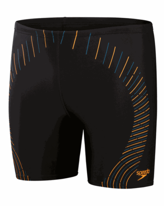 Speedo Duo Logo Print Mid Jammer Badebuks Black-Yellow Herre