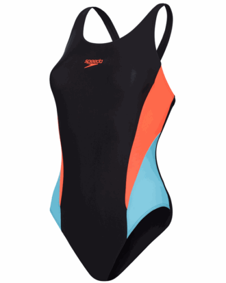 Speedo Colourblock Badedragt Sort/Blå/Rød Dame