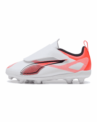 Puma Ultra 5 Play V FG/AG RB Jr. Fodboldstøvler White/Black/Glowing Red Børn