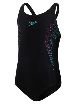 Speedo Plastisol Placement Muscleback Badedragt Sort-Grøn-Lilla Børn